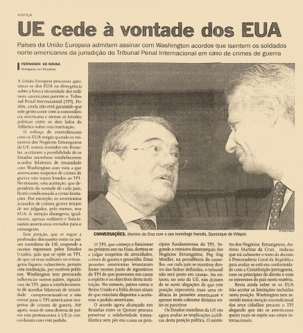 UE cede à vontade dos EUA