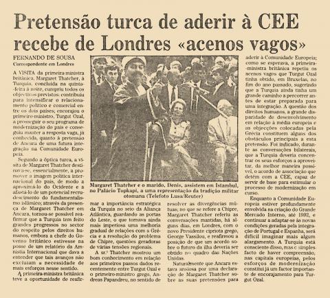 Pretensão turca de aderir à CEE recebe de Londres “acenos vagos”
