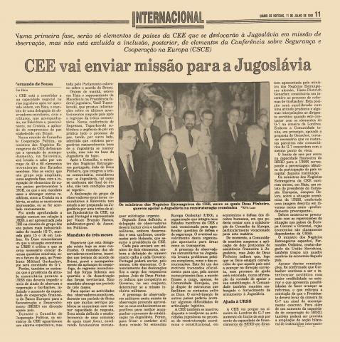 CEE vai enviar missão para a Jugoslávia