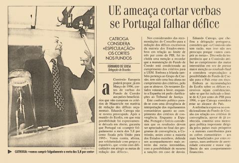 UE ameaça cortar verbas se Portugal falhar défice 