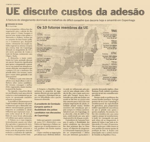 UE discute custos de adesão UE discute custos de adesão