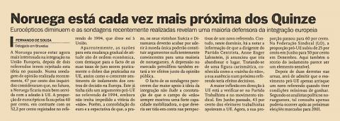 Noruega está cada vez mais próxima dos Quinze