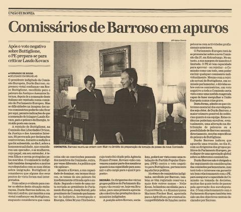 Comissários de Barroso em apuros 