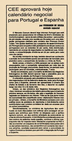 CEE aprovará hoje calendário negocial para Portugal e Espanha CEE aprovará hoje calendário negocial para Portugal e Espanha