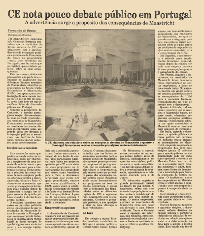 CE nota pouco debate público em Portugal 