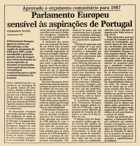 Parlamento europeu sensível às aspirações de Portugal 