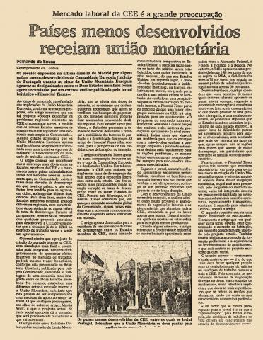 Países menos desenvolvidos receiam união monetária