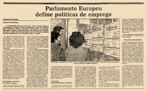 Parlamento Europeu define políticas de emprego