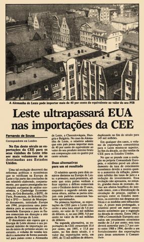 Leste ultrapassará EUA nas importações da CEE