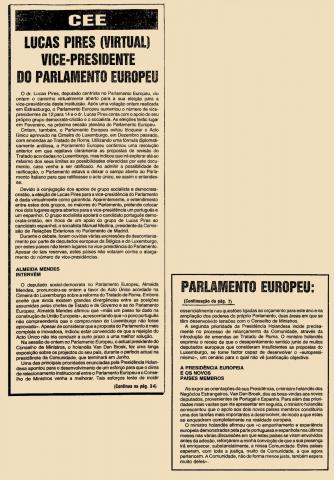 CEE: Lucas Pires (virtual) vice-presidente do parlamento europeu CEE: Lucas Pires (virtual) vice-presidente do parlamento europeu