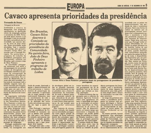 Cavaco apresenta prioridades da presidência 