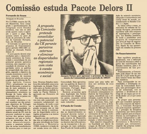 Comissão estuda Pacote Delors II