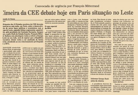 Cimeira da CEE debate hoje em Paris situação no Leste