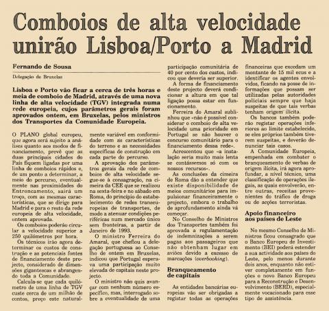 Comboios de alta velocidade unirão Lisboa/Porto a Madrid 