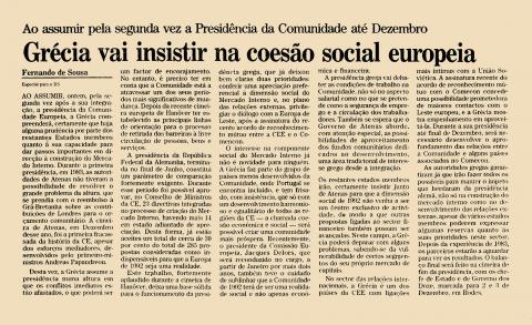 Grécia vai insistir na coesão social europeia