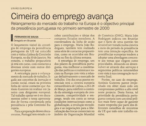 Cimeira do emprego avança Cimeira do emprego avança