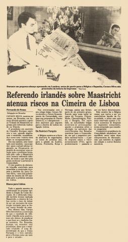 Referendo irlandês sobre Maastricht atenua riscos na Cimeira de Lisboa 