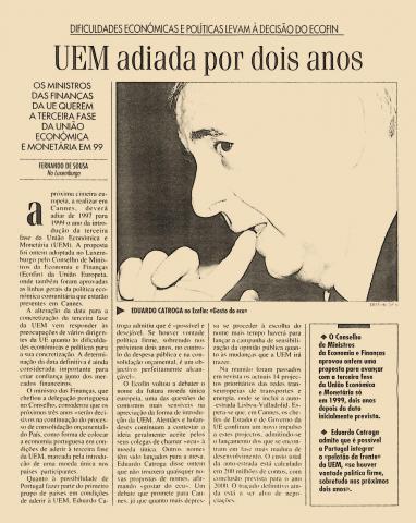 UEM adiada por dois anos 