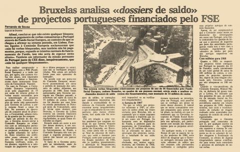 Bruxelas analisa “dossiers de saldo” de projectos portugueses financiados pelo FSE Bruxelas analisa “dossiers de saldo” de projectos portugueses financiados pelo FSE