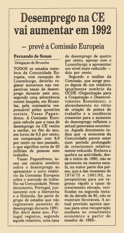 Desemprego na CE vai aumentar em 1992