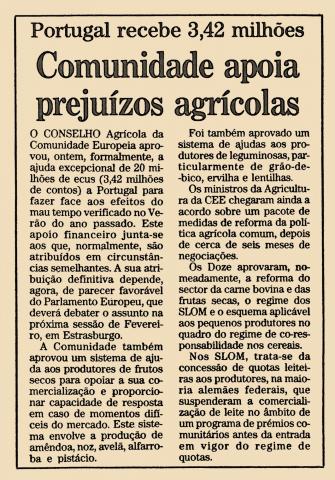 Comunidade apoia prejuízos agrícolas Comunidade apoia prejuízos agrícolas