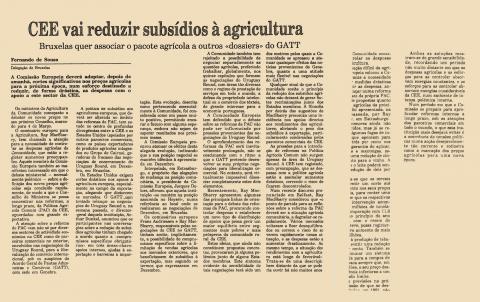CEE vai reduzir subsídios à agricultura CEE vai reduzir subsídios à agricultura