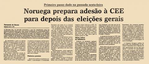 Noruega prepara adesão à CEE para depois das eleições gerais  Noruega prepara adesão à CEE para depois das eleições gerais