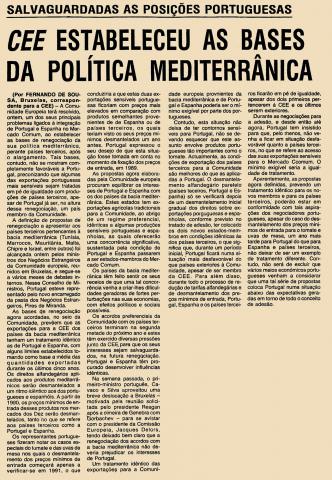 CEE estabeleceu as bases da política mediterrânica 