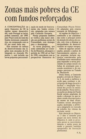 Zonas mais pobres da CE com fundos reforçados 