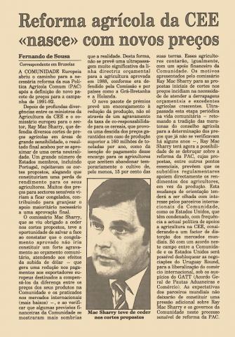 Reforma agrícola da CEE “nasce com novos preços”