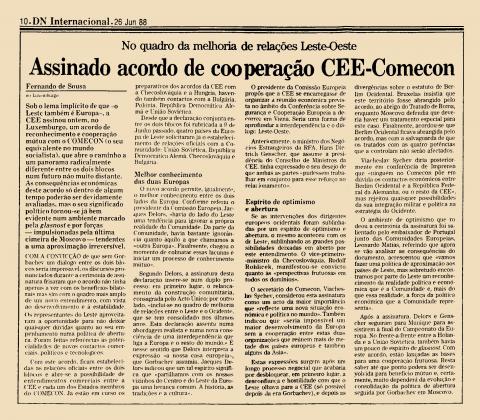 Assinado acordo de cooperação CEE-Comecon
