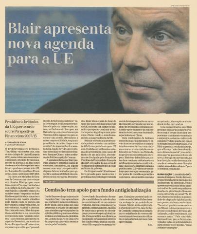 Blair apresenta nova agenda para a EU