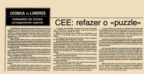CEE: Refazer o “puzzle” CEE: Refazer o “puzzle”