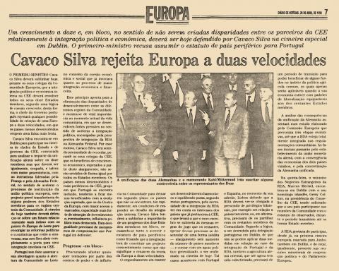 Cavaco Silva rejeita Europa a duas velocidades Cavaco Silva rejeita Europa a duas velocidades