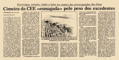 Cimeira da CEE “esmagada” pelo peso dos excedentes 