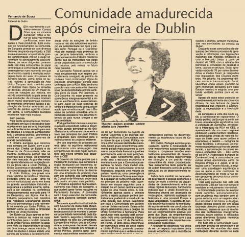 Comunidade amadurecida após cimeira de Dublin 