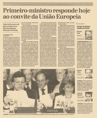 Primeiro-ministro responde hoje ao convite da União Europeia