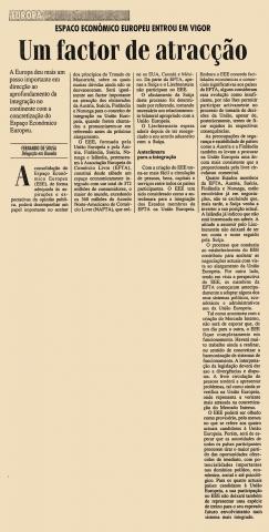  Espaço Económico Europeu entrou em vigor: Um factor de atracção 