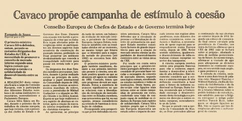 Cavaco propõe campanha de estímulo à coesão