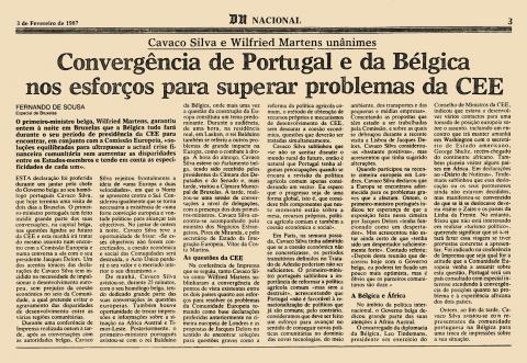 Convergência de Portugal e da Bélgica nos esforços para superar problemas da CEE 
