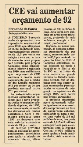 CEE vai aumentar orçamento de 92