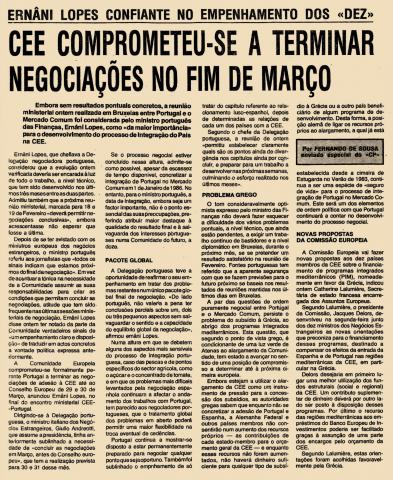 CEE comprometeu-se a terminar negociações no fim de Março 