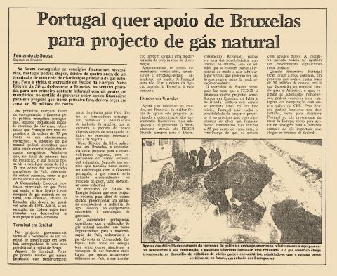 Portugal quer apoio de Bruxelas para projecto de gás natural Portugal quer apoio de Bruxelas para projecto de gás natural