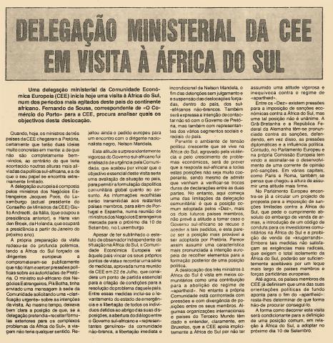 Delegação ministerial da CEE em visita à África do Sul