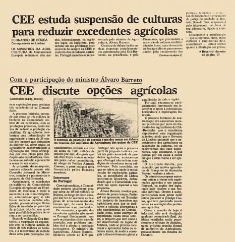 CEE estuda suspensão de culturas para reduzir excedentes agrícolas