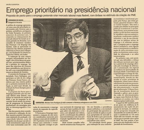 Emprego prioritário na presidência nacional Emprego prioritário na presidência nacional