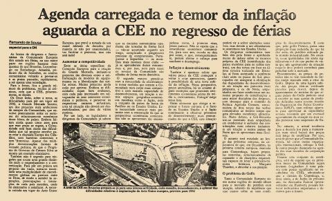 Agenda carregada e temor da inflação aguarda a CEE no regresso de férias Agenda carregada e temor da inflação aguarda a CEE no regresso de férias
