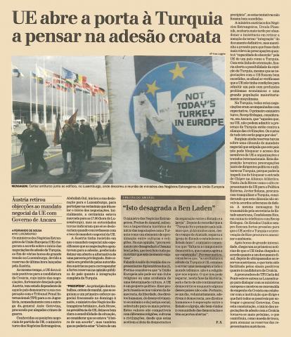  UE abre a porta à Turquia a pensar na adesão croata