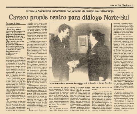 Cavaco propôs centro para diálogo Norte-Sul