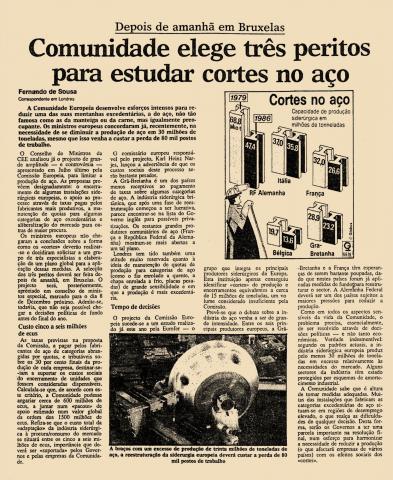 Comunidade elege três peritos para estudar cortes no aço Comunidade elege três peritos para estudar cortes no aço